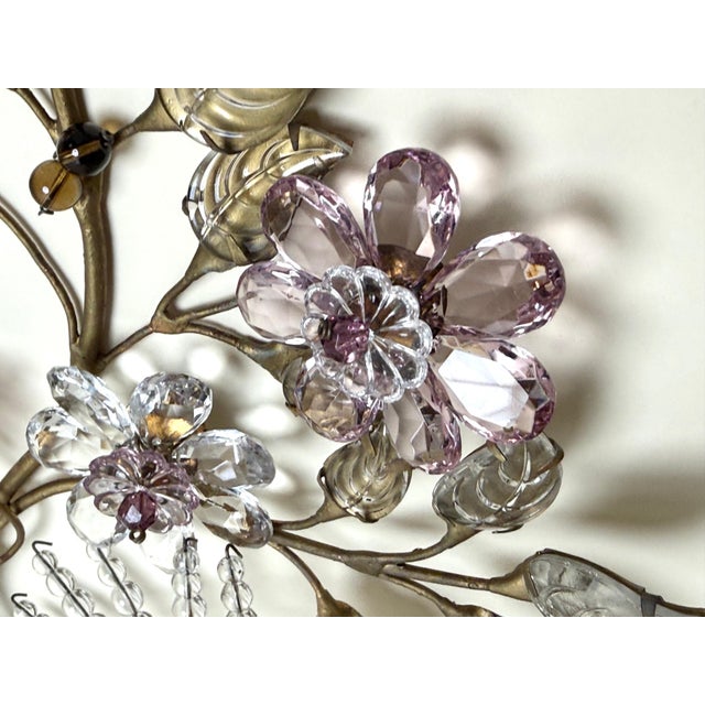 Italian Wall Sconces with Amethyst and Smoky Glass Blossoms, 1950s, Set of 2 For Sale - Image 18 of 18