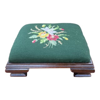 Early 20th Century Needlepoint Footstool For Sale