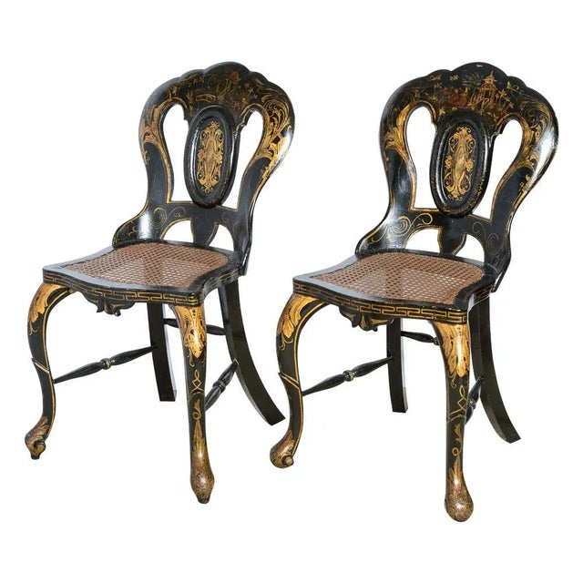 Antique Papier Mache Chairs - a Pair For Sale - Image 10 of 10