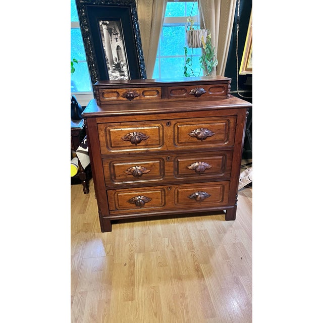 Victorian 19th Century, Victorian Eastlake, Black Walnut Dresser With Cedar Backing and Cedar Drawer Bottom For Sale - Image 3 of 5