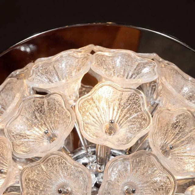 Handblown Murano Textured Glass Floral Chandelier with Polished Chrome Fittings For Sale - Image 4 of 8