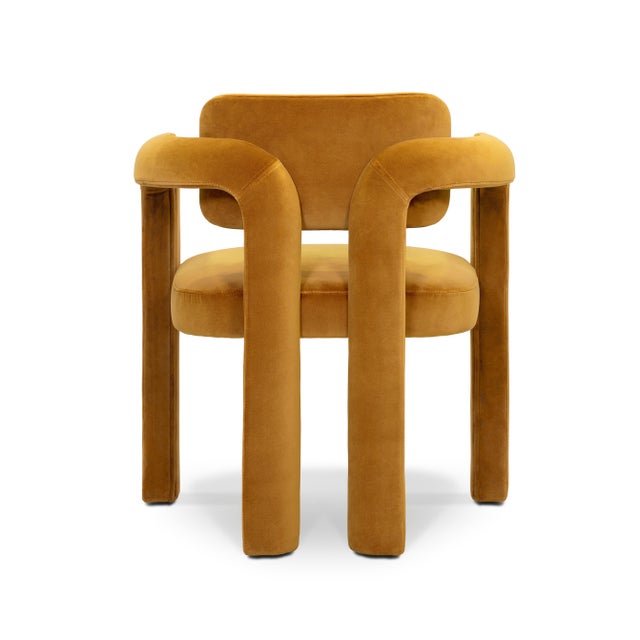 Double Arch Dining Chairs in Mustard Cotton Velvet from Insidherland, Set of 6 For Sale - Image 6 of 14
