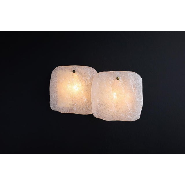 Kalmar Ice Glass Panel and Brass Wall Light from Kalmar, Austria, 1960s For Sale - Image 4 of 11