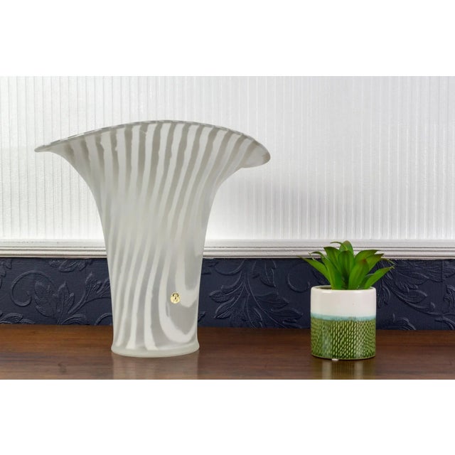 Glass White Striped Glass Vase by Peill & Putzle, 1970s For Sale - Image 7 of 18