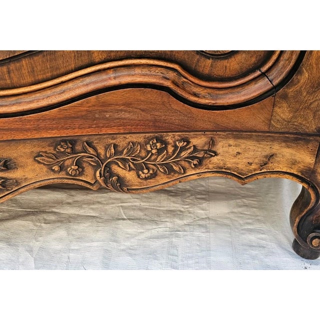 Brown Antique French Louis XV Walnut Buffet Sideboard Curved Front Carved C1900s For Sale - Image 8 of 17