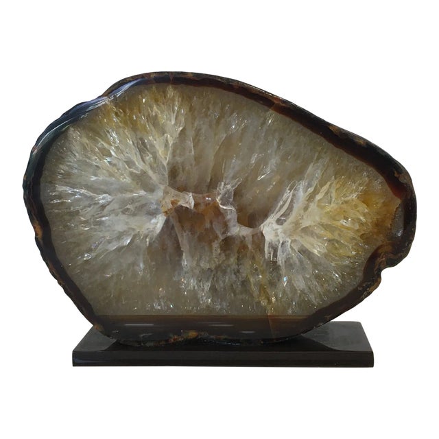 Natural Sliced Agate on Glass - Block Base For Sale