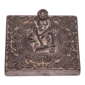 Chinese Stone Shoemaker's Weight With Zhu Bajie, C. 1850