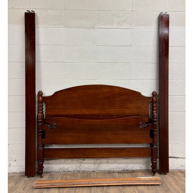 Vintage Huntley Furniture Full Size Duncan Phyfe Style Low Poster Bed For Sale - Image 10 of 10