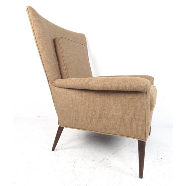 Mid 20th Century Mid 20th Century Vintage Tweed Mid-Century Wingback Lounge Chair For Sale - Image 5 of 10