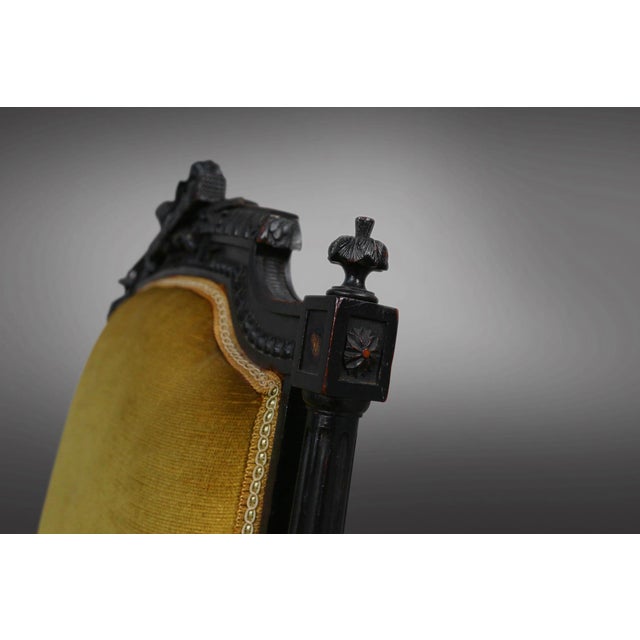 Empire French Black Wood and Velvet Armchair, 1850s For Sale - Image 6 of 12