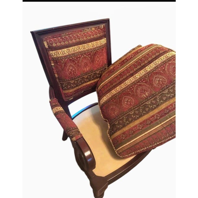 Boho Chic Experience the Height of Regal Comfort With This Exquisite Pair of Rare Vintage Statement Mahogany Armchairs. For Sale - Image 3 of 12