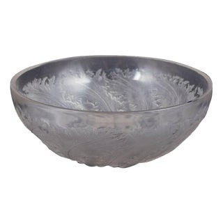 Vintage Chicoree Bowl in Frosted and Polished Glass by René Lalique, 1930s For Sale