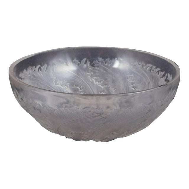 Vintage Chicoree Bowl in Frosted and Polished Glass by René Lalique, 1930s For Sale