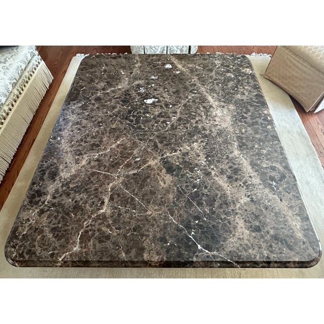 Henredon Carved Wood Cocktail Table With Marble Top For Sale - Image 12 of 17