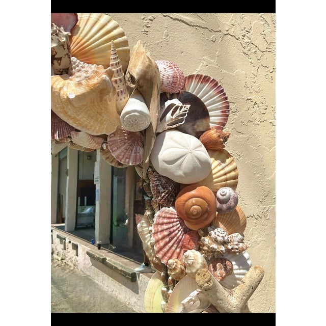 Glass Vintage Shell Encrusted Wall Mirror For Sale - Image 7 of 14