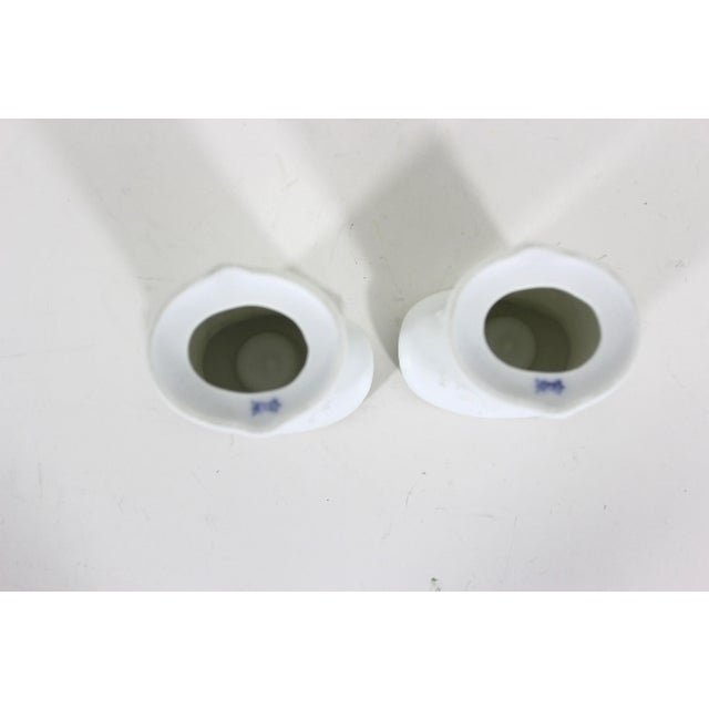 Vintage 1960’s Ceramic White Bisque Candle Holders Signed M Frey Kaiser Germany, Matte White Porcelain, a Pair For Sale - Image 6 of 10