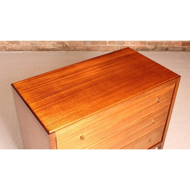 Brown Mid-Century Modern Mahogany Chest of Drawers with Brass Handles by Loughborough Furniture for Heals, 1960s For Sale - Image 8 of 10