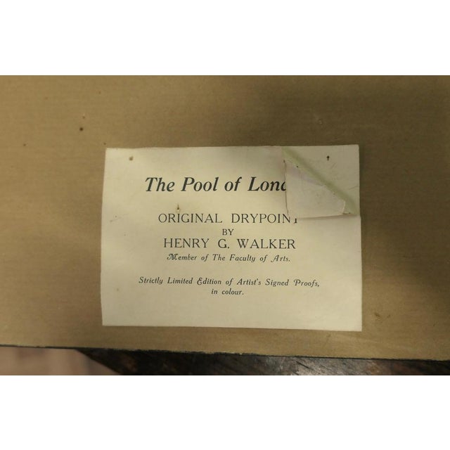 Henry G. Walker, London Bridge, 1920, Etching, Framed For Sale - Image 7 of 8