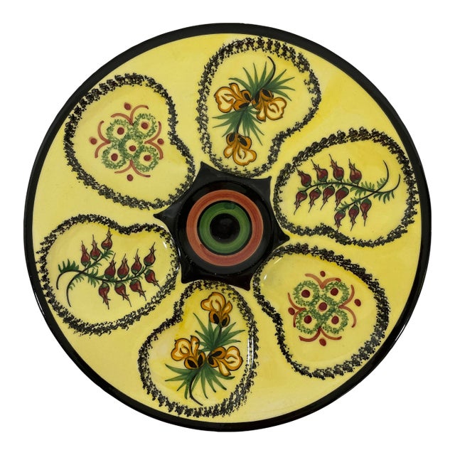 Vintage 1950s French Henriot Quimper Oyster Plate For Sale