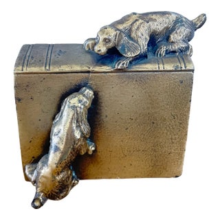 Vintage Pm Craftsman Brass Bookend 430b Cocker Spaniels Dogs For Sale