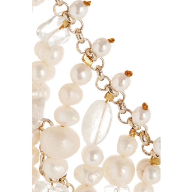 Rosantica Pearl Necklace Gold Plated Bib Necklace Rock Crystal Milano Italy For Sale - Image 4 of 11