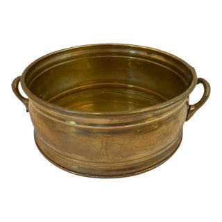 Vintage Low Round Planter With Handles For Sale