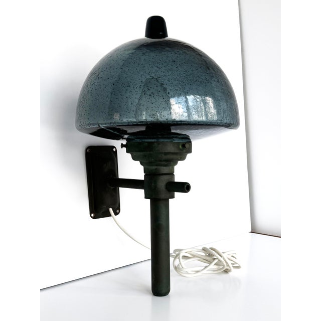 Vintage Danish Copper and Blue Glass Exterior Torch Light For Sale In Buffalo - Image 6 of 11