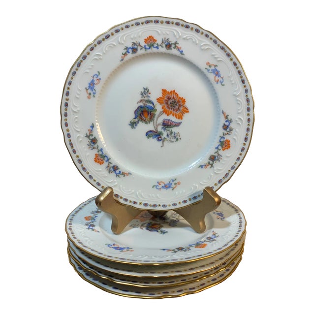 1980s Royal Limoges Persian Rouge Porcelain Appetizer Plates Set of 5 For Sale