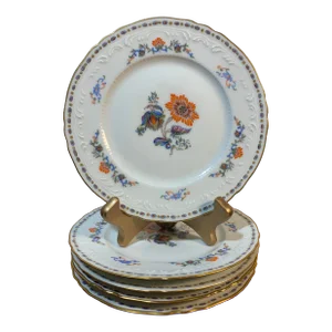 1980s Royal Limoges Persian Rouge Porcelain Appetizer Plates Set of 5
