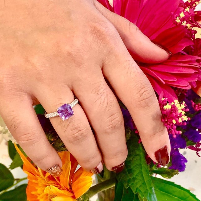 Natural Finely Faceted Quality Sapphire Diamond Ring 18k Gold Women 1.724 TCW Certified $3,950 913136 This is a Unique...