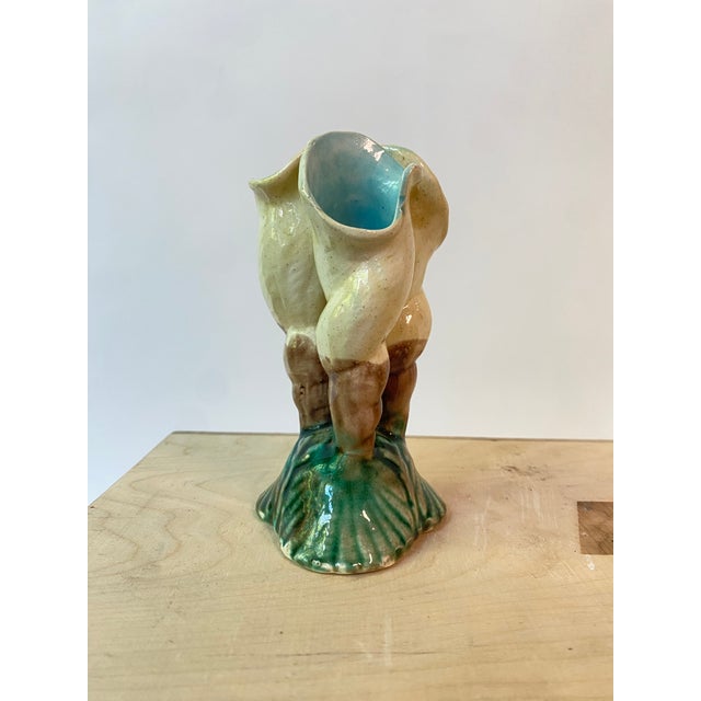 Antique English Majolica Triple Shell Vase For Sale In New York - Image 6 of 6