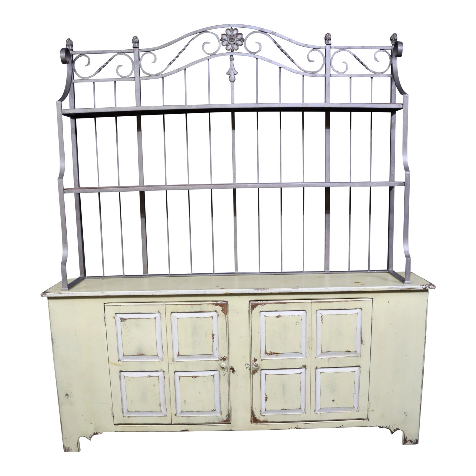Country French Style Paint Decorated and Metal Sideboard Chairish