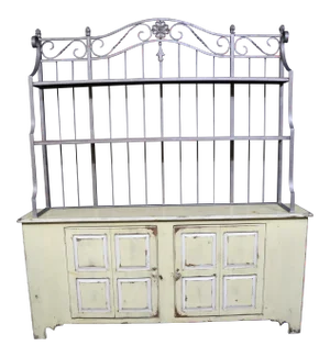 Country French Style Paint Decorated and Metal Sideboard