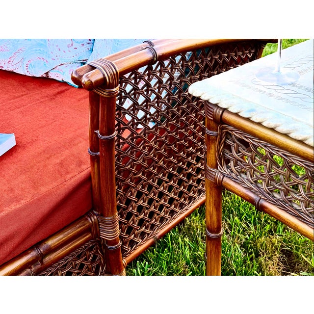 Hollywood Regency Vintage Palm Beach Hollywood Regency Split-Bamboo & Rattan Lounge Chair For Sale - Image 3 of 8