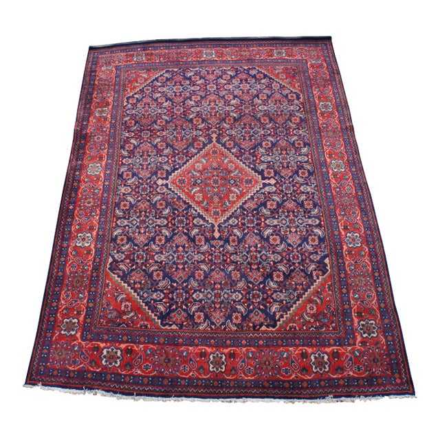 Vintage Persian Mahal Wool & Cotton Area Rug For Sale