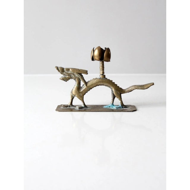 Vintage Chinese Brass Dragon Candlestick Holder For Sale - Image 13 of 13