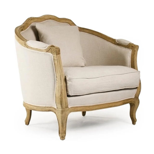 French Country Hollow Maison Love Chair in Beige For Sale - Image 3 of 3