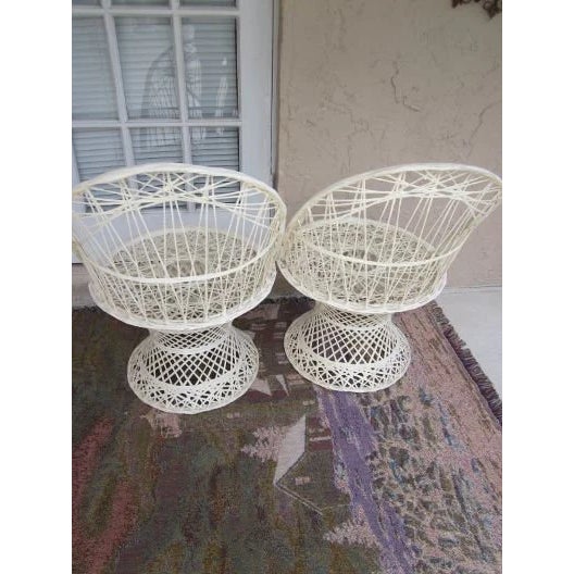 1960s Vintage Patio Set Spun Fiberglass Russell Woodard Style Cushions, 5 Pieces For Sale - Image 5 of 11
