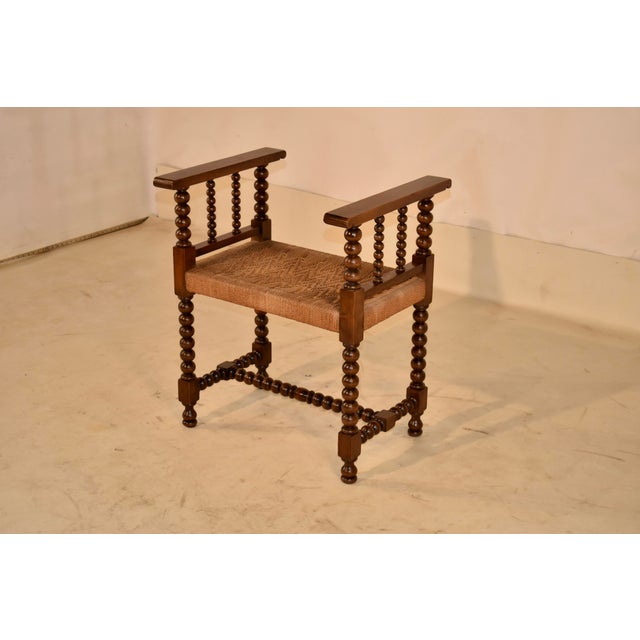 19th Century English Oak Bench With Arms For Sale - Image 4 of 8