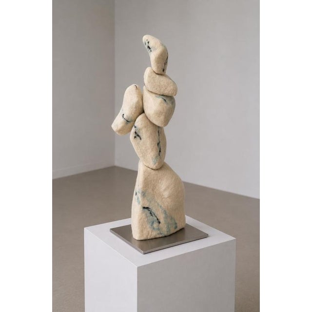 The Stacking of the Graces Sculpture in Felted Wool and Metal by Tina Tictone For Sale - Image 4 of 9