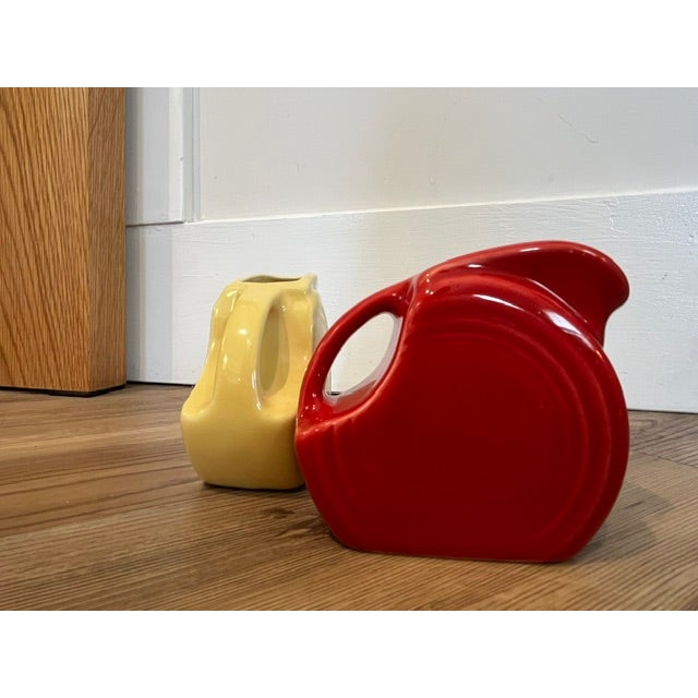 1980s Art Deco Fiesta Mini Disc Pitchers - Pair For Sale - Image 9 of 10