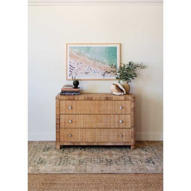 Width: 50 inches Height: 33 inches Depth: 20 inches A beautifully executed example of American luxury rattan furniture,...
