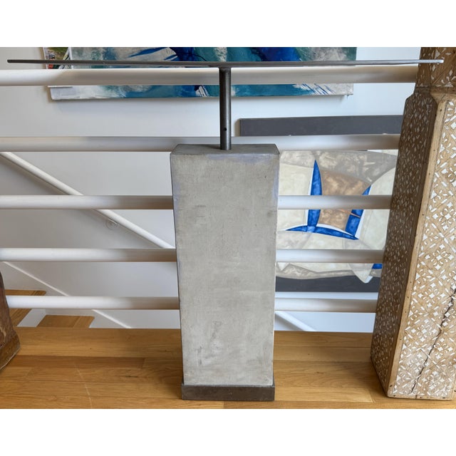 Metal Custom Minimalist Limestone and Steel Console Table by Hastening Designs For Sale - Image 7 of 12
