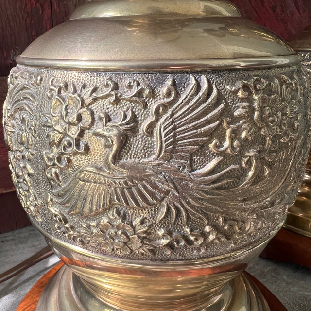 Vintage James Mont Style Brass Table Lamps With Wood Bases - Pair For Sale - Image 12 of 18