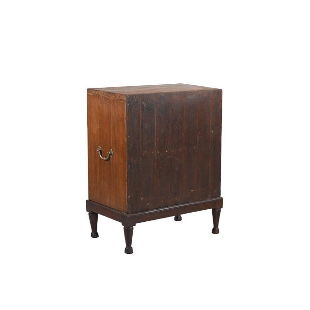 1900 - 1909 Antique Anglo-Indian Teakwood Campaign Chest of Drawers on a Legged Base For Sale - Image 5 of 5