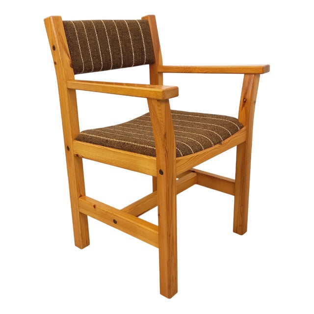 Vintage Armchair in Pine and Upholstery, 1980s For Sale