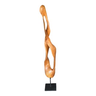 Andrianna Shamaris Minimalist Mahogany Wood Sculpture For Sale