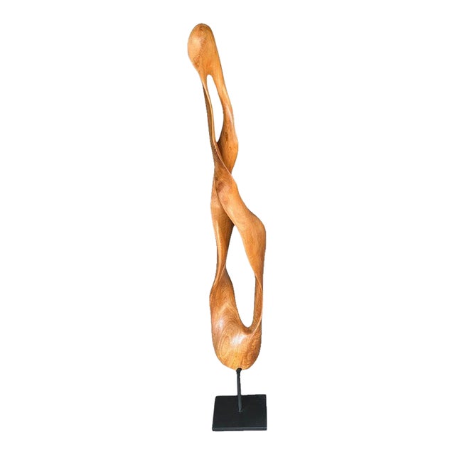 Andrianna Shamaris Minimalist Mahogany Wood Sculpture For Sale