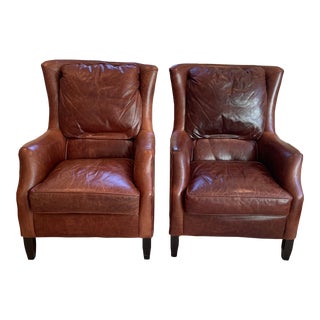 Pair Arhaus Leather Chairs For Sale