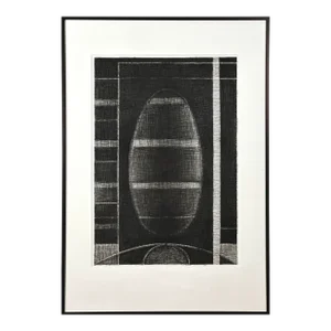 Vintage Minimalist Charcoal Drawing on Paper, Framed/Richard Serra/Sol LeWitt